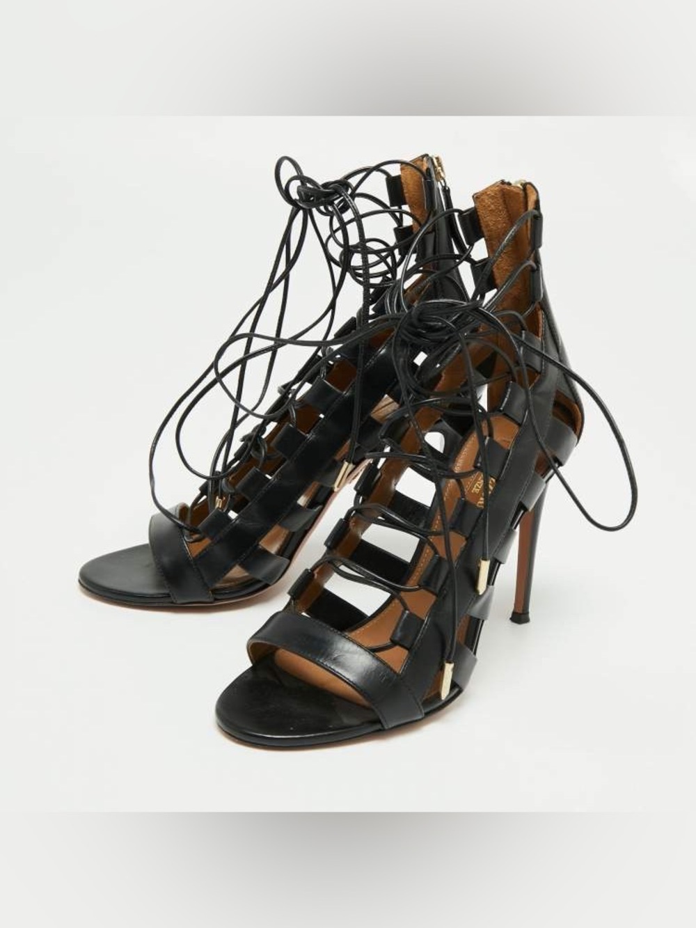 Aquazzura Amazon Strappy Lace Up Black